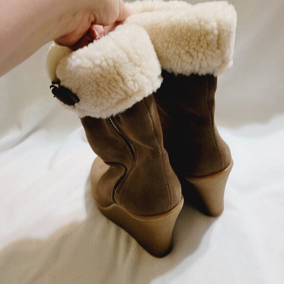 New Coach tan suede platform boot shearling lined size 10 Cabin Ski Luxe Y2K - Picture 5 of 12